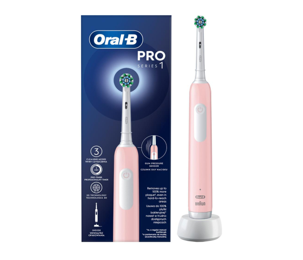 Oral-B Szczoteczka rotacyjna Pro1 Cross Action (różowa) - 1162998 - zdjęcie